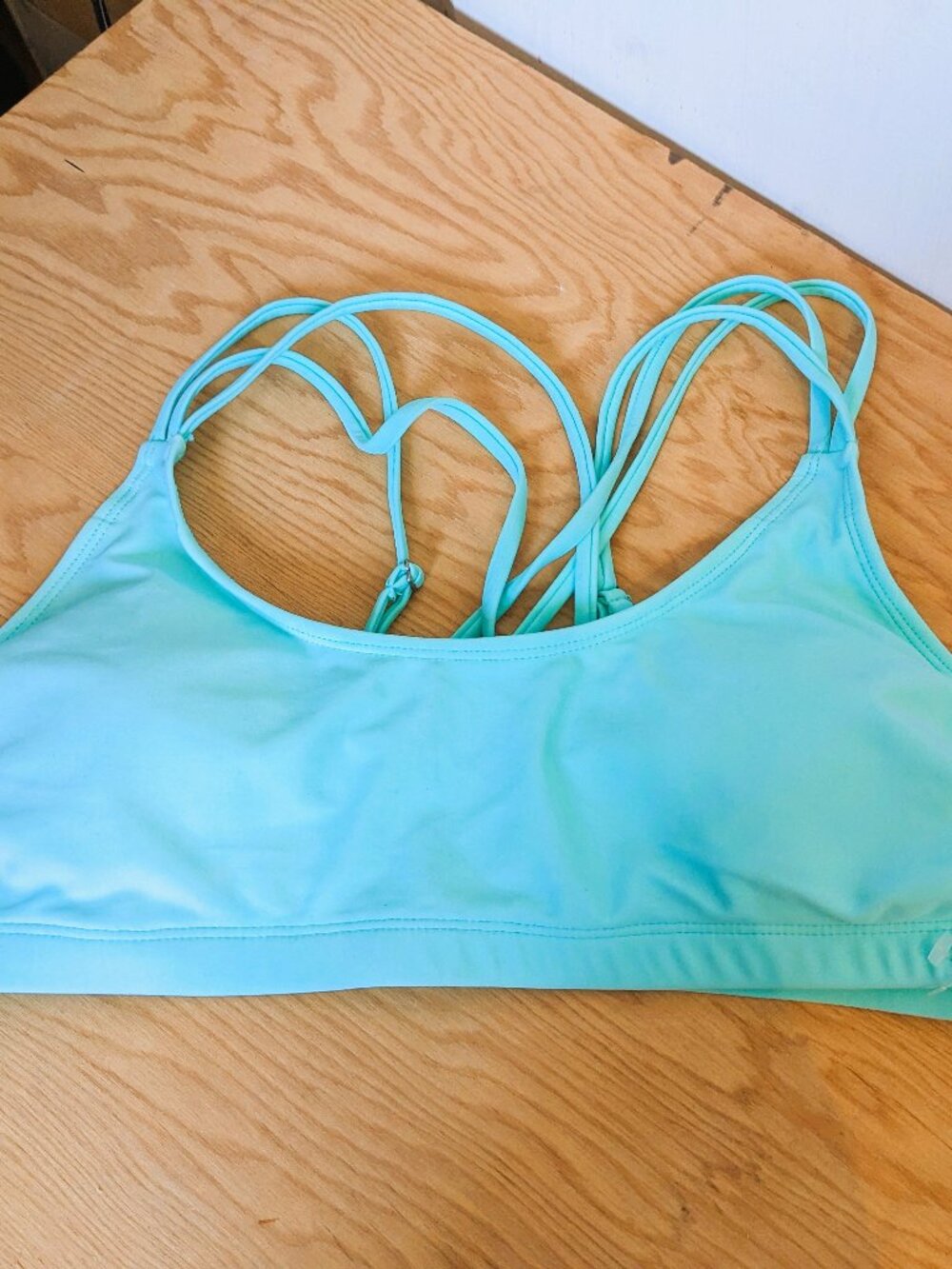 Light Teal Bikini Top NWOT Sz L